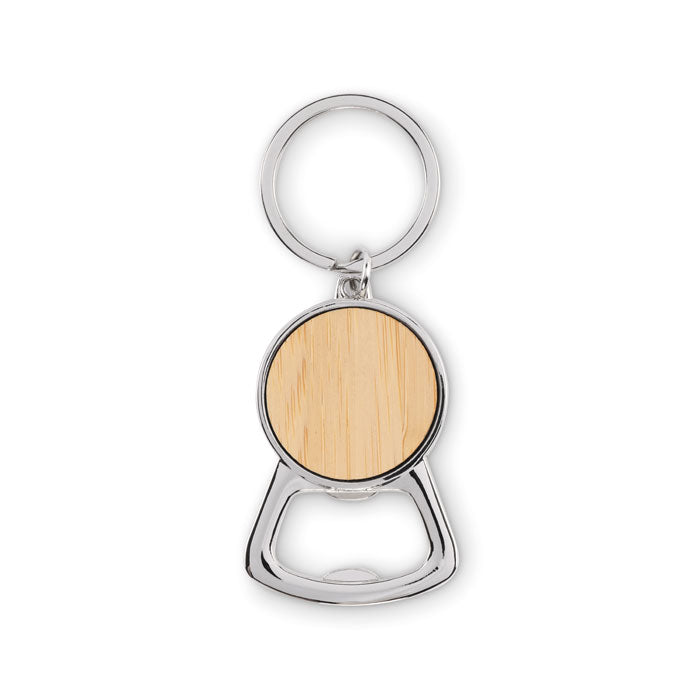 Branded Bottle Opener Key Ring with Bamboo Detail without branding