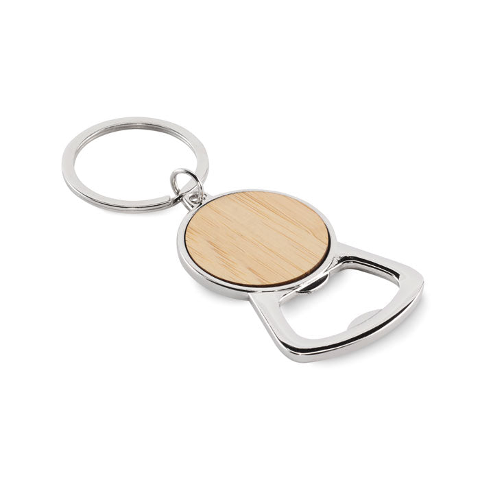 Branded Bottle Opener Key Ring with Bamboo Detail