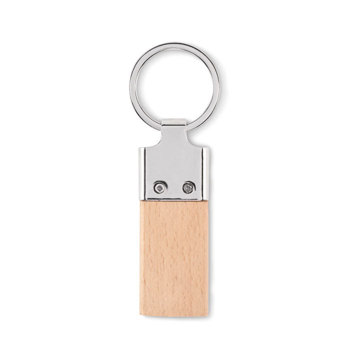 Branded Rubber Wood and Zinc Alloy Key Ring without branding