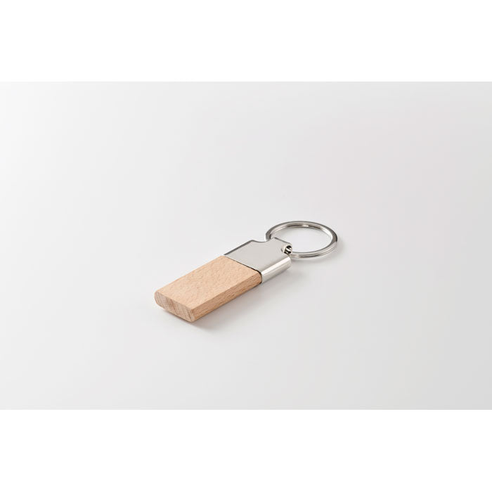 Branded Rubber Wood and Zinc Alloy Key Ring without branding