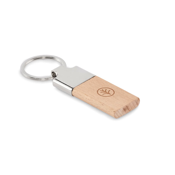 Branded Rubber Wood and Zinc Alloy Key Ring