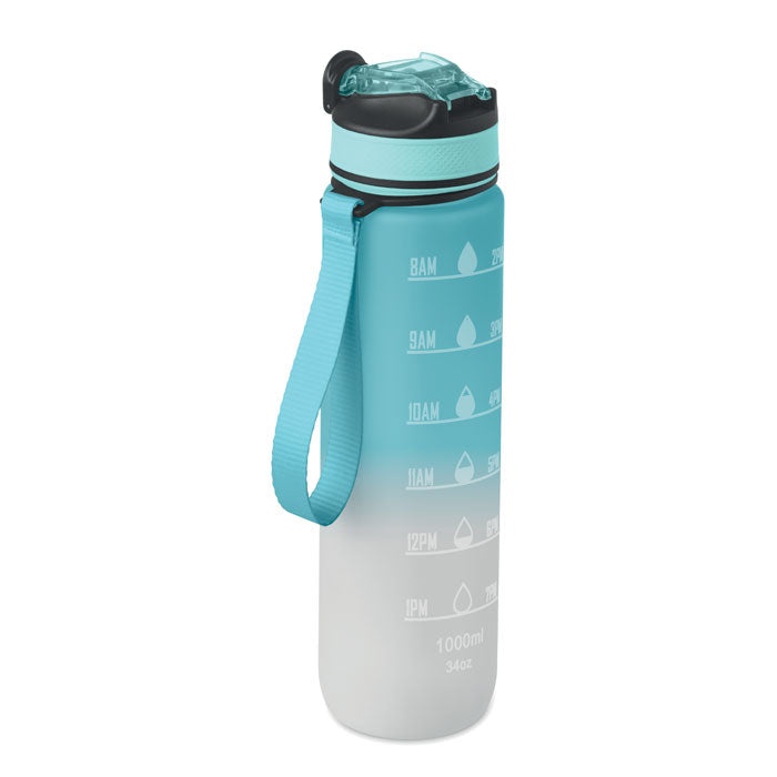 Branded RPET sports bottle with straw, 1L