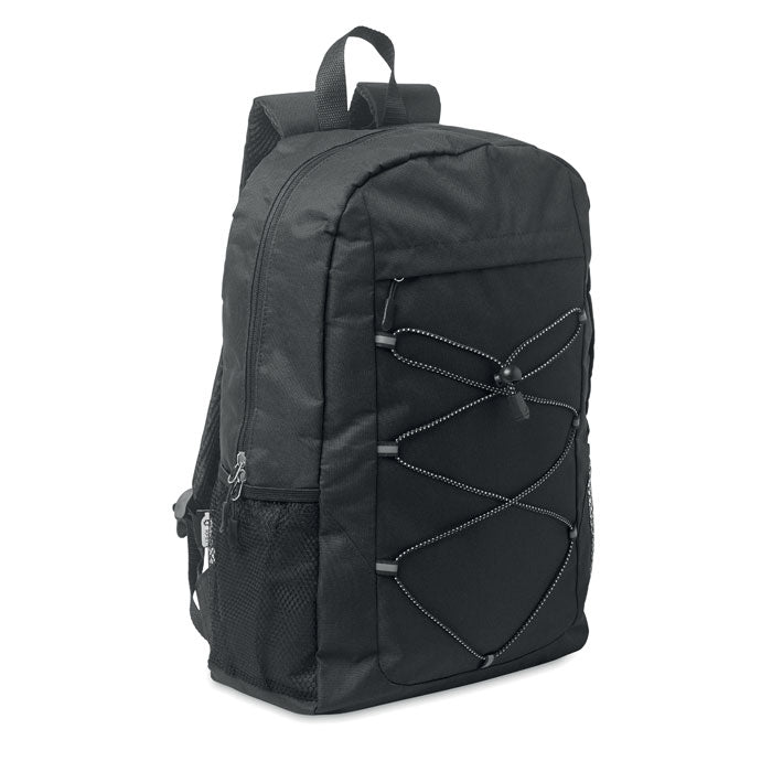 Branded 600D RPET Polyester Backpack 30 x 14 x 45cm in Black