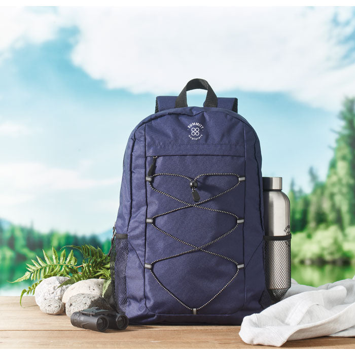 Branded 600D RPET Polyester Backpack 30 x 14 x 45cm in use