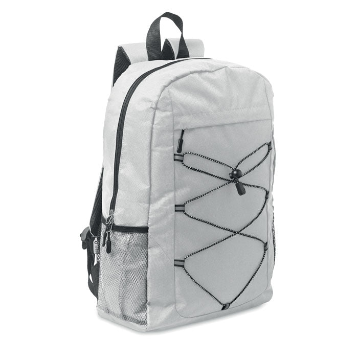 Branded 600D RPET Polyester Backpack 30 x 14 x 45cm in White