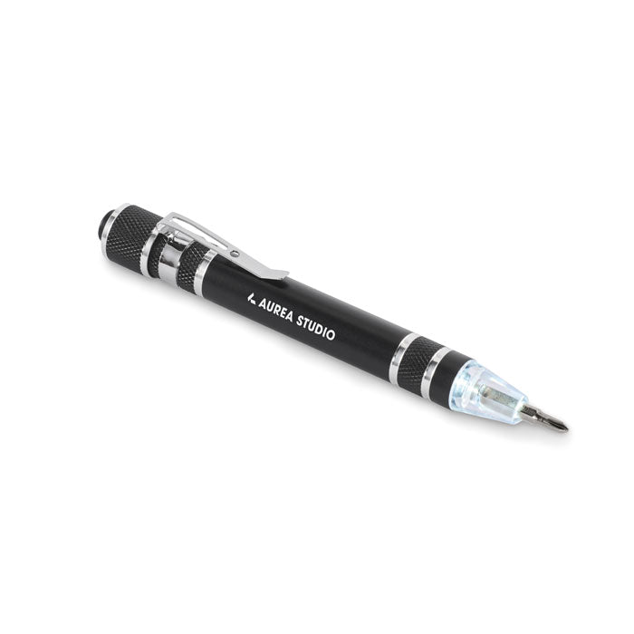 Branded Recycled Multi Tool Pen with Torch in Black