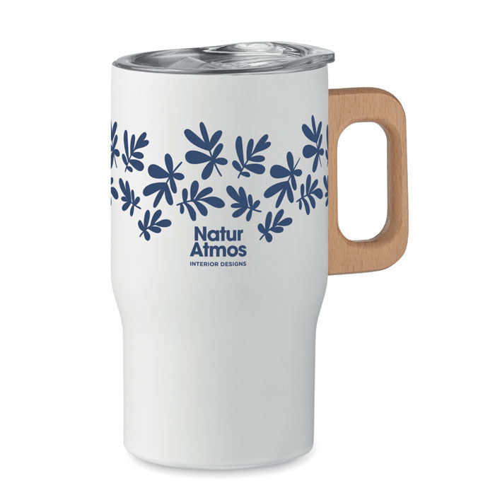 Branded tumbler with wooden handle, printed
