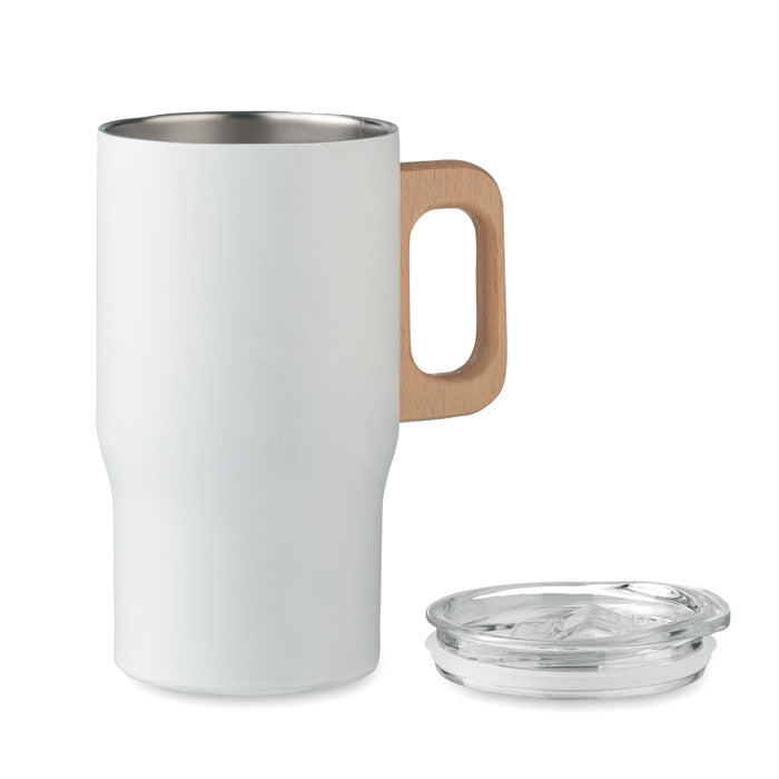 Branded Tumbler with Wooden Handle without branding