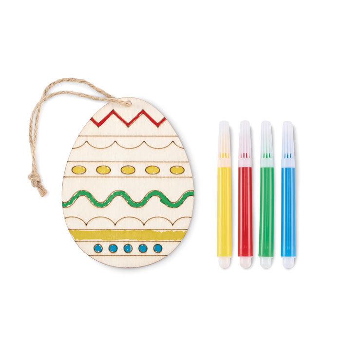 Branded Wooden Egg Painting Set with Markers without branding