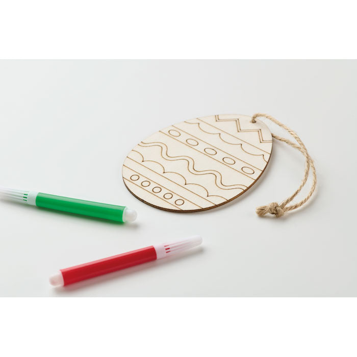 Branded Wooden Egg Painting Set with Markers without branding