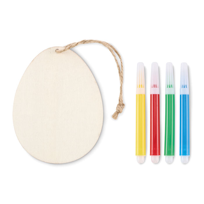 Branded Wooden Egg Painting Set with Markers without branding