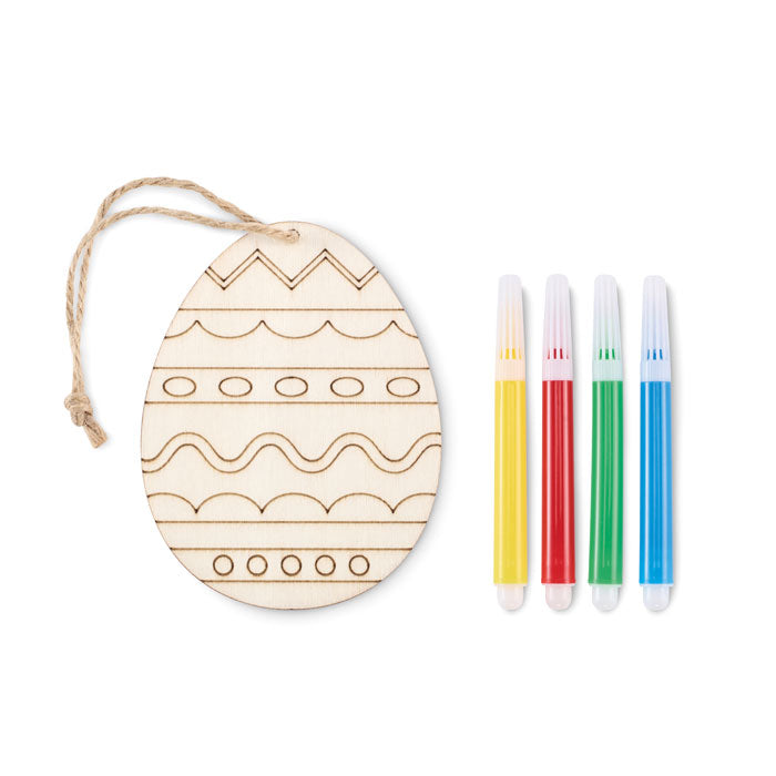 Branded Wooden Egg Painting Set with Markers without branding