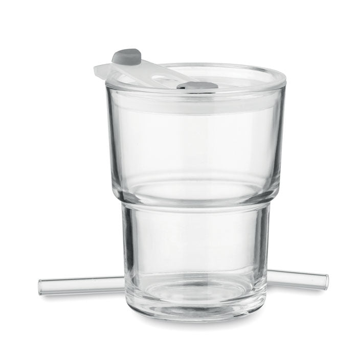Branded Glass Tumbler with Removable Straw without branding