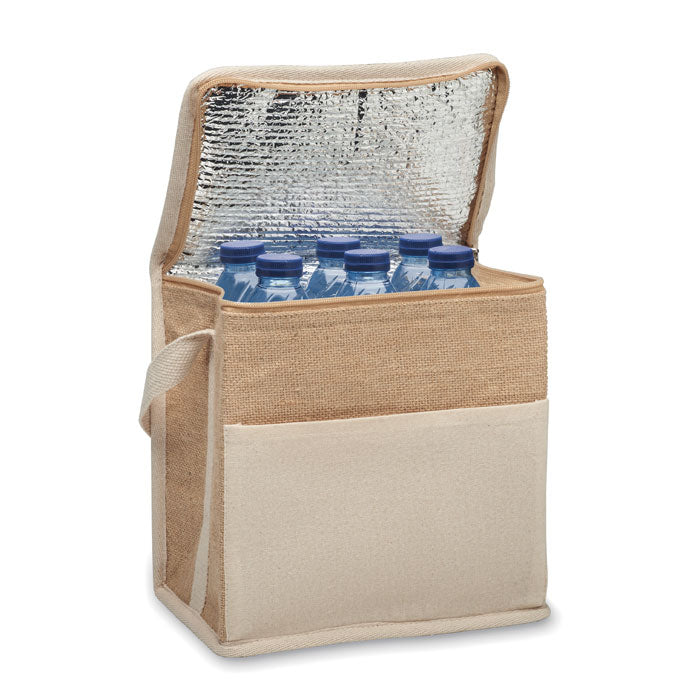 Branded Jute and Canvas Cooler Bag 3L without branding