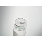 Branded Borosilicate Glass Tumbler with Straw in use