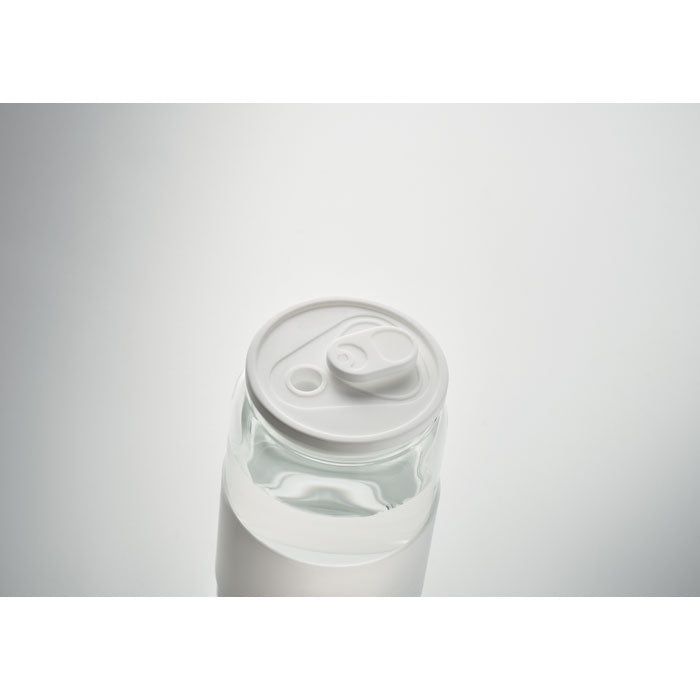 Branded Borosilicate Glass Tumbler with Straw in use