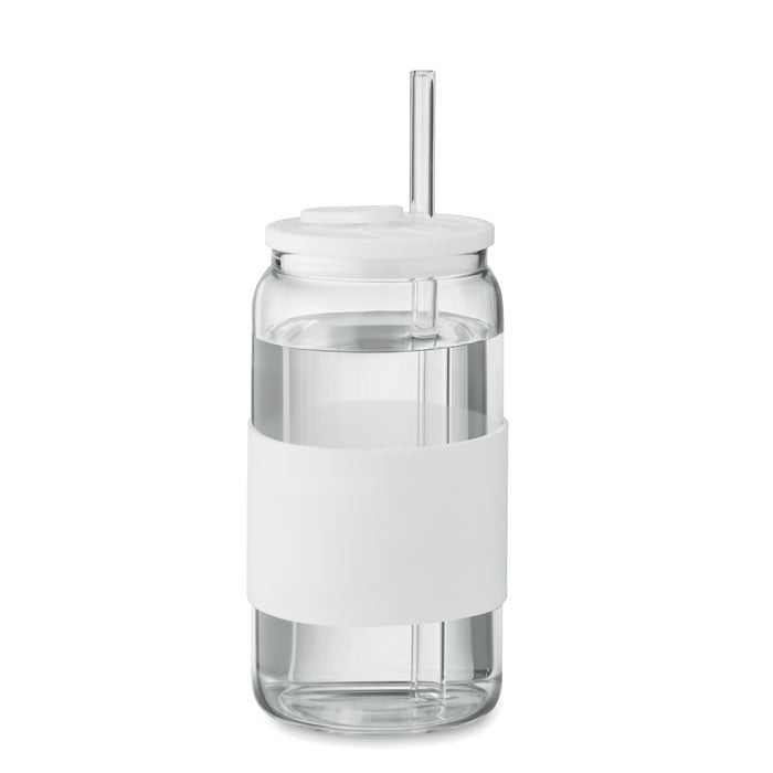 Branded Borosilicate Glass Tumbler with Straw without branding