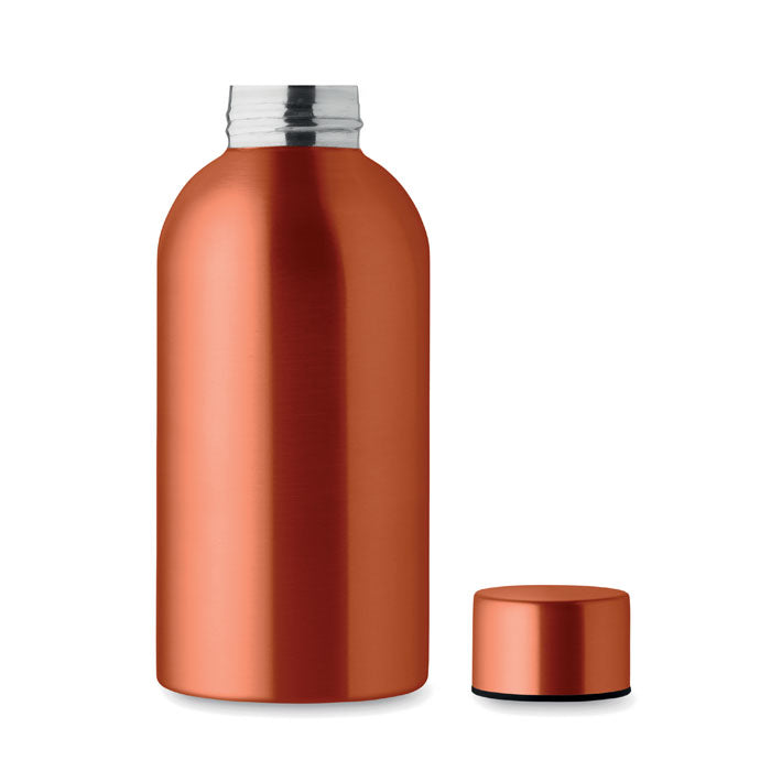Branded recycled steel water bottle, open