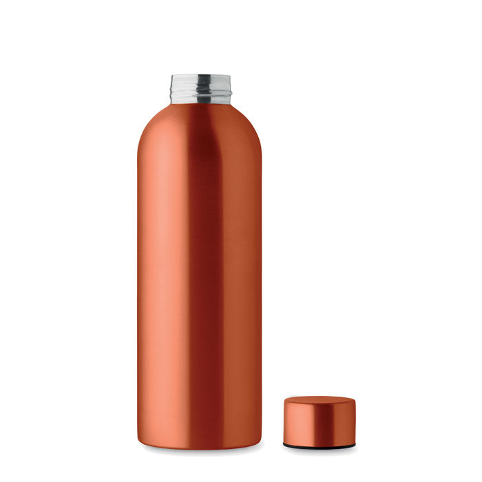 Branded recycled steel water bottle, open