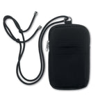 Branded Recycled Cotton Cross Body Phone Bag in Black