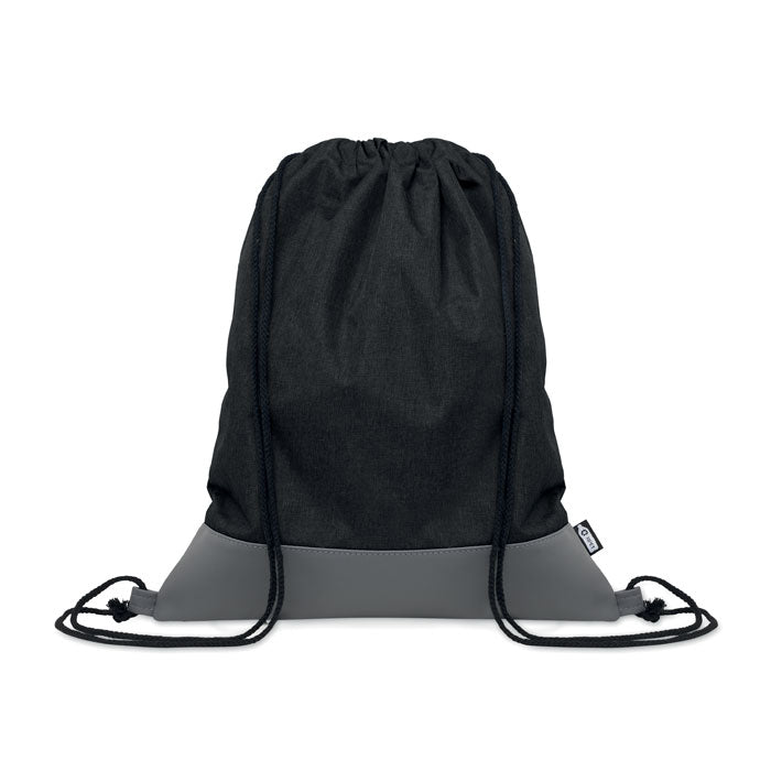 Branded RPET PU Drawstring Bag 2 Tone in Black