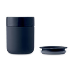 Branded ceramic tumbler with silicone sleeve, top view