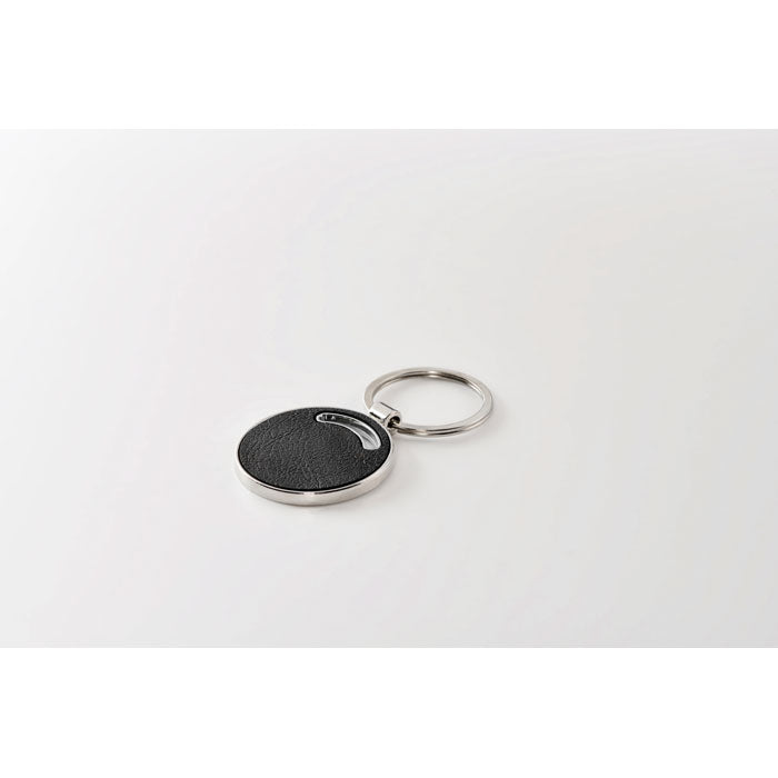Branded Round Metal Key Ring with PU Inlay without branding