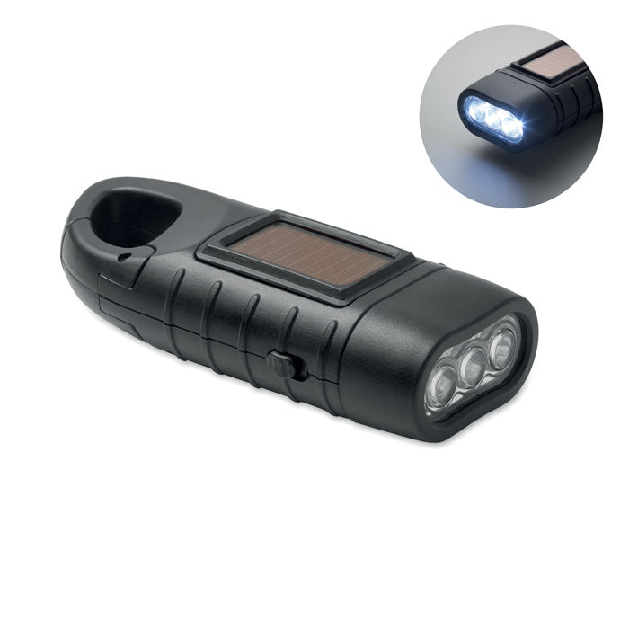 Branded Solar Torch with Dynamo Crank