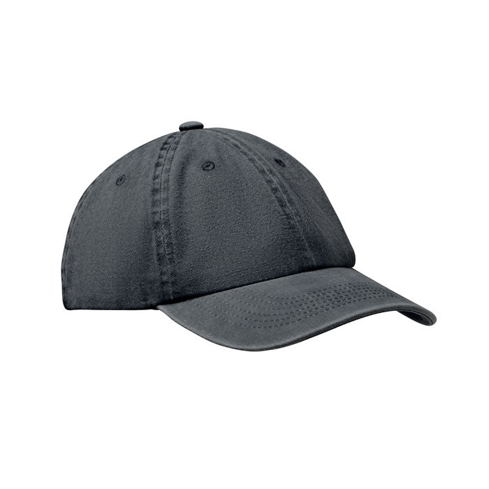 Branded Vintage 6 Panel Baseball Cap 265gsm in Black