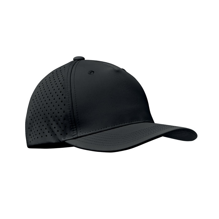 Branded 5 Panel Performance Cap 130gsm in Black
