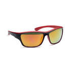 Branded Sports Sunglasses with Mirrored Lenses in Red