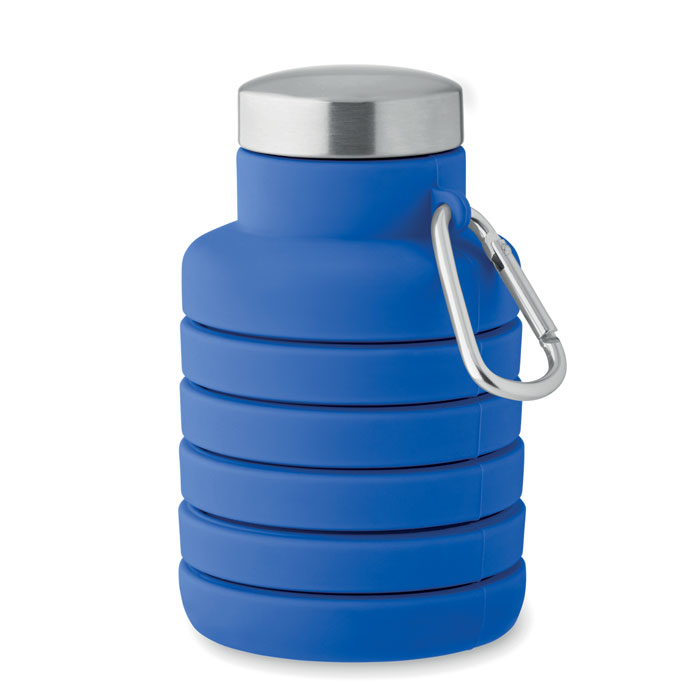 Branded Collapsible Silicone Bottle with Carabiner without branding