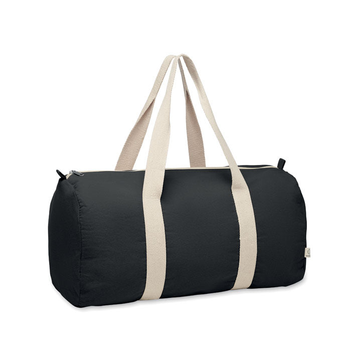 Branded Recycled Cotton Sports Bag in Black
