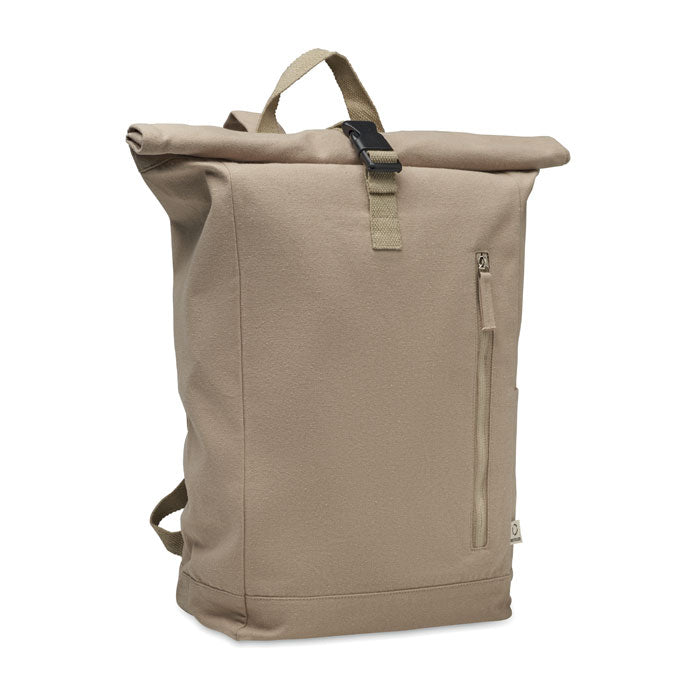 Branded Roll Top Backpack 390gsm in Brown