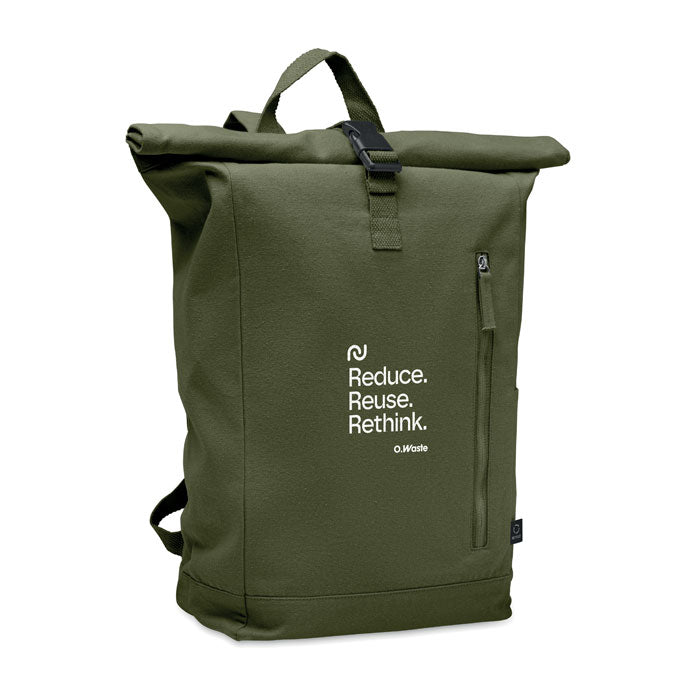 Branded Roll Top Backpack 390gsm in Green