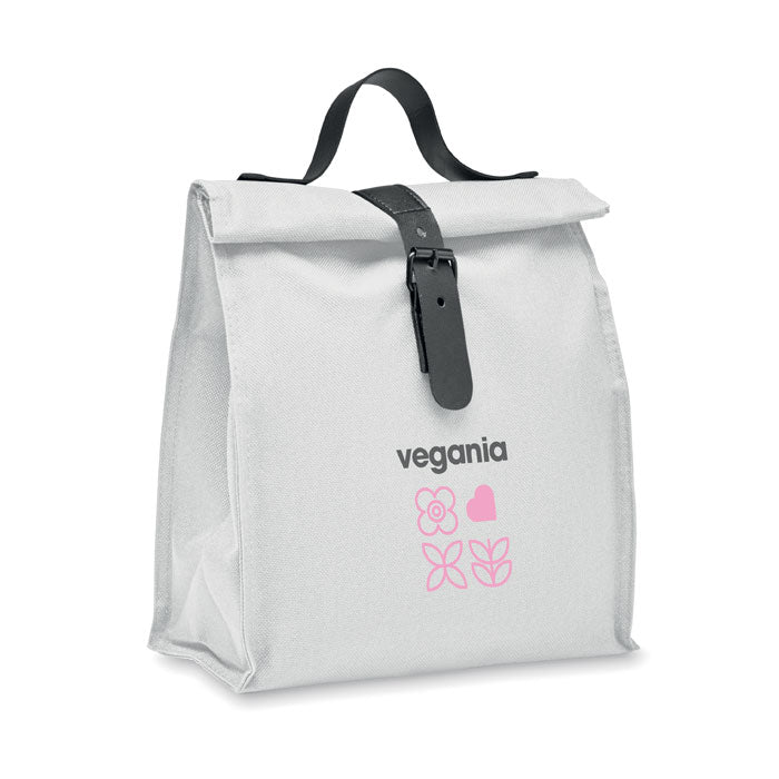 Branded 600D RPET Cooler Bag 24 x 12 x 25cm in White