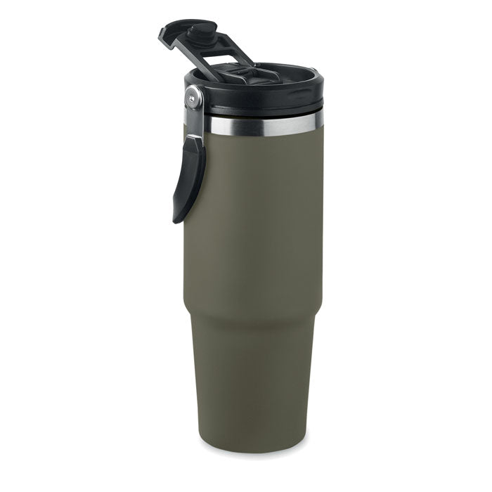 Branded Recycled Steel Tumbler with Foldable Straw without branding