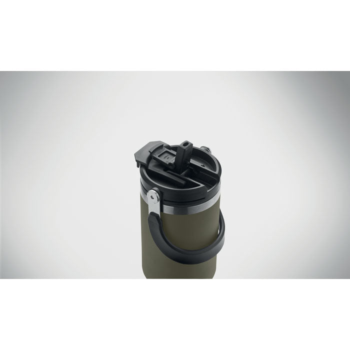Branded Recycled Steel Tumbler with Foldable Straw without branding
