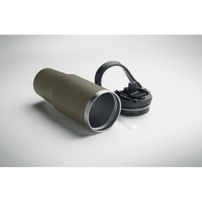 Branded Recycled Steel Tumbler with Foldable Straw without branding