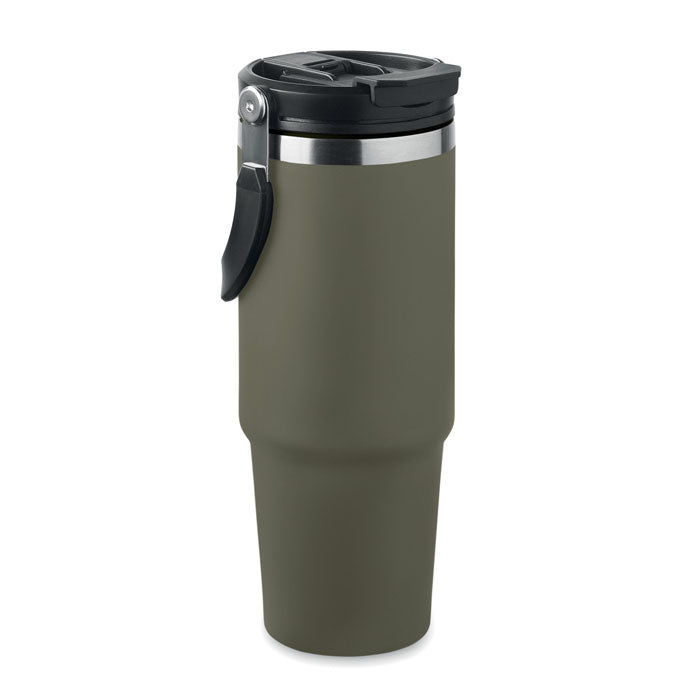 Branded Recycled Steel Tumbler with Foldable Straw without branding