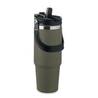 Branded recycled steel tumbler with foldable straw