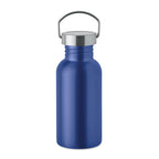 Branded Recycled Steel Bottle with Handle - 500ml in Blue