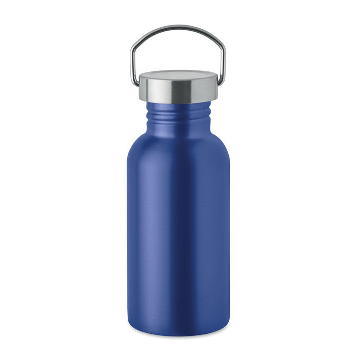 Branded Recycled Steel Bottle with Handle - 500ml in Blue