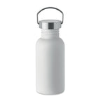 Branded Recycled Steel Bottle with Handle - 500ml in White
