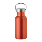 Branded Recycled Steel Bottle with Handle - 500ml in Orange