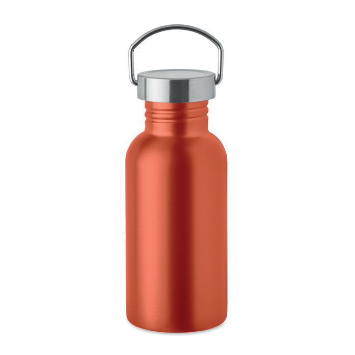 Branded Recycled Steel Bottle with Handle - 500ml in Orange