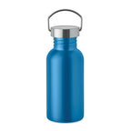 Branded Recycled Steel Bottle with Handle - 500ml in Blue