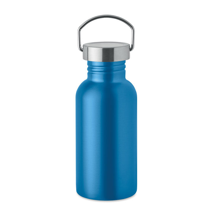 Branded Recycled Steel Bottle with Handle - 500ml in Blue