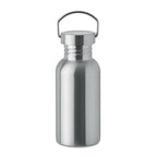 Branded Recycled Steel Bottle with Handle - 500ml in Silver