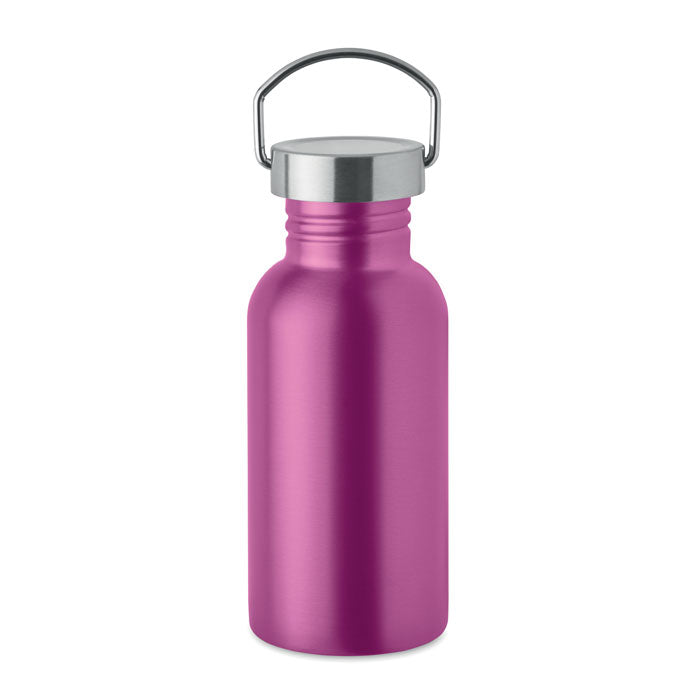 Branded Recycled Steel Bottle with Handle - 500ml in Pink